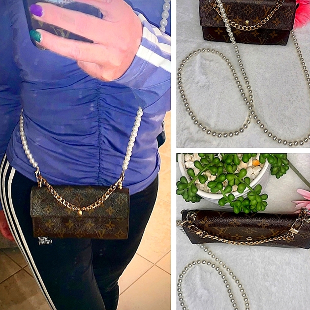 🌺 Louis Vuitton Long Portefeuille Sarah Wallet on Chain Pre-owned WOC - Picture 3 of 16